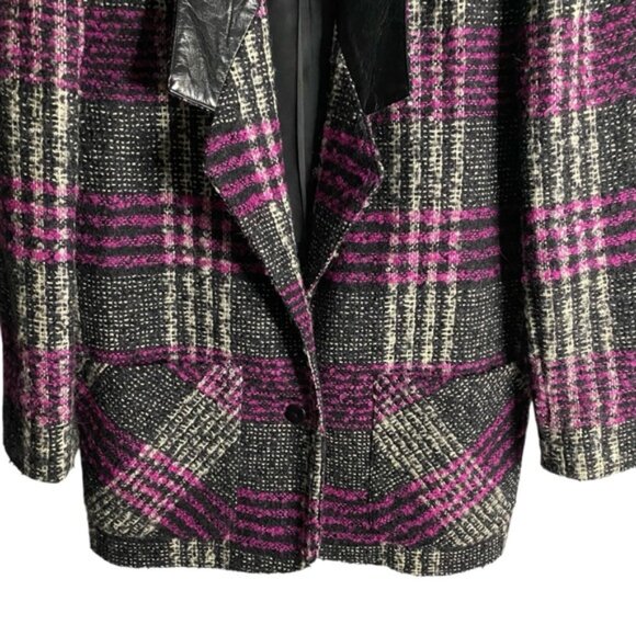 Simon Chang Women's Vintage Tweed Classic Notched Lapel Single Breasted Blazer - Picture 3 of 8